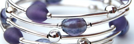 Purple and Silver Memory Wire Bracelet - by AMIdesigns @ Etsy
