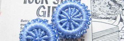 Blue Sparkle Dorset Button Hair Bobbie Grips - by Big Blue Bed @ Etsy
